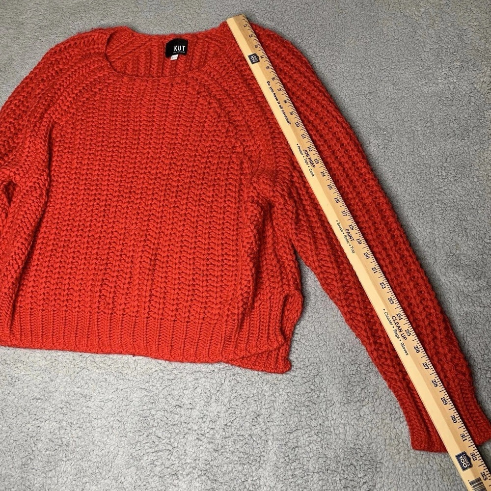 KUT From The Kloth Paige Sweater XL‎ Cherry Red Wool Blend Oversized Chunky Knit - Picture 9 of 9